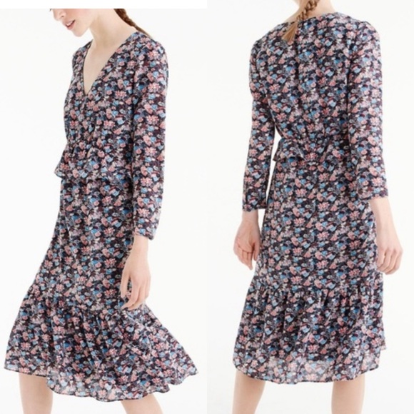 J.CREW RUFFLE-HEM DRESS IN PAISLEY FLORAL SIZE 4T BLACK-MULTI - Picture 1 of 11